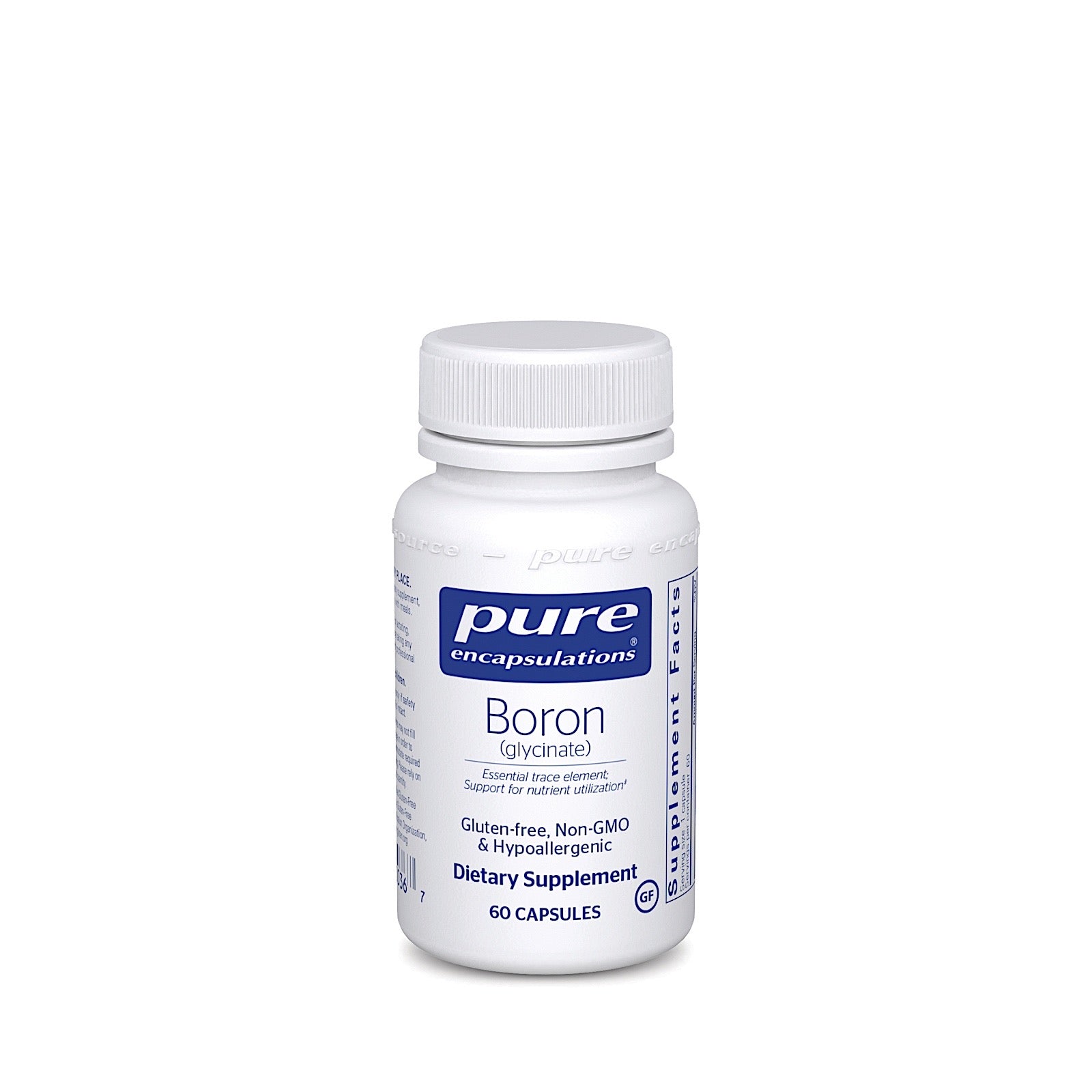 Pure Encapsulations, Boron Glycinate 2 mg, 60 Capsules UPC 766298000367 | HiLife Vitamins